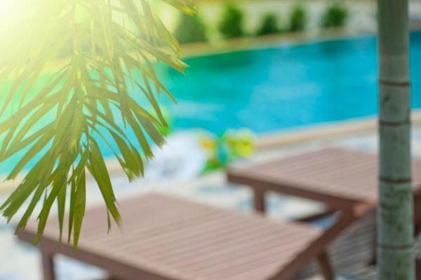 piscina con arredo giardino